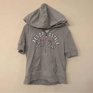 Vintage Aeropostale grey 3/4 sleeve zip up embroidered top
